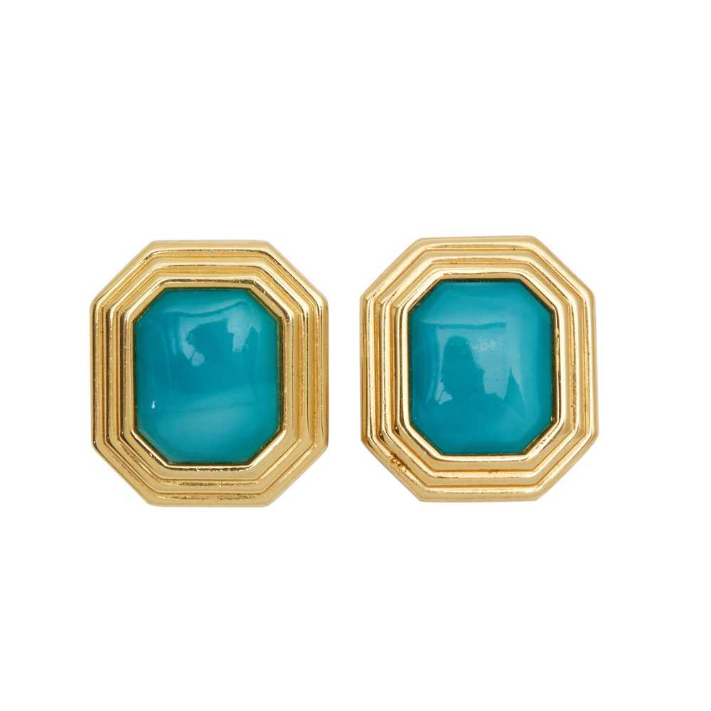 1980s Turquoise Gripoix Earrings by Christian Dior