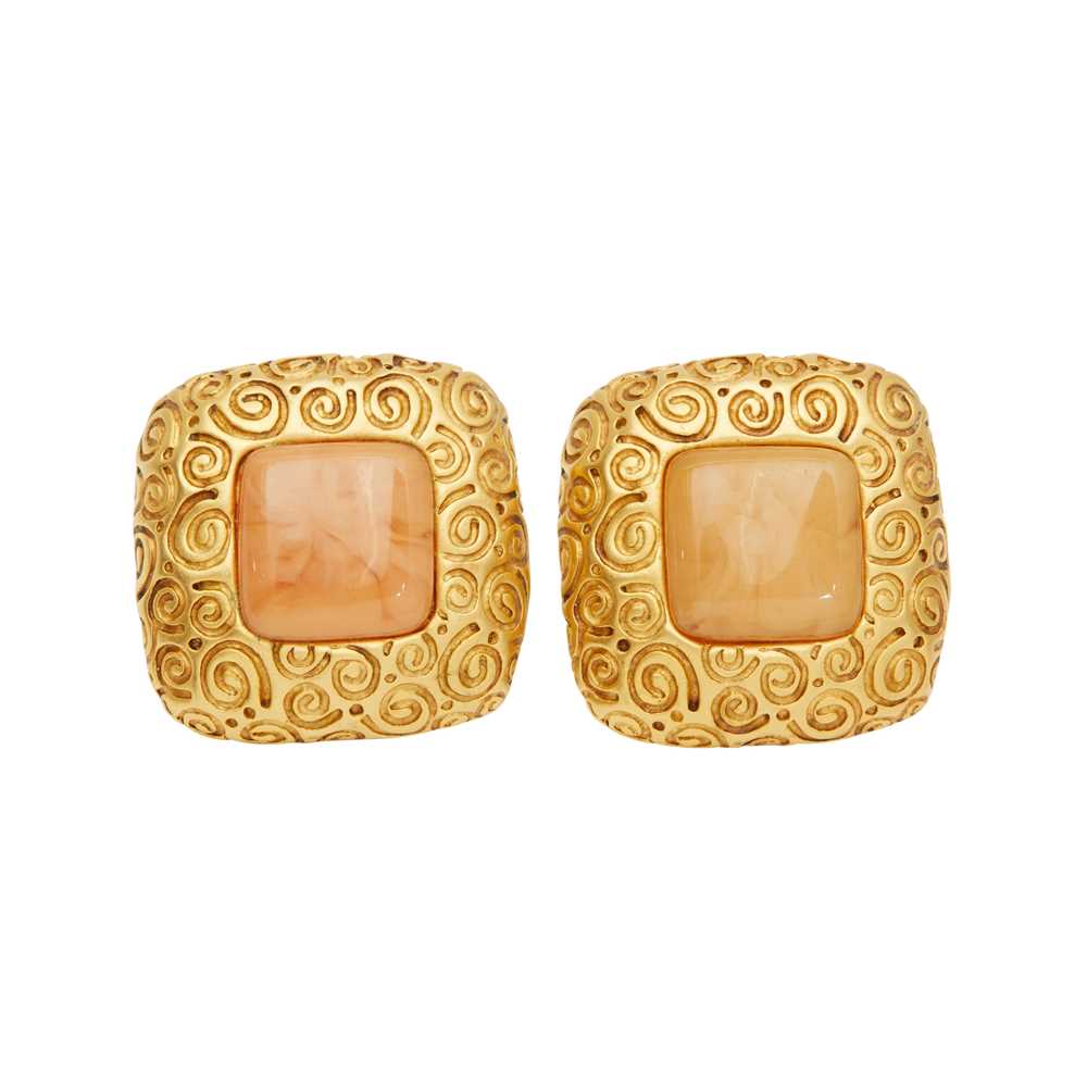 1980s Quilted Square Earrings by Givenchy