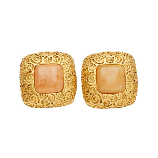 1980s Quilted Square Earrings by Givenchy